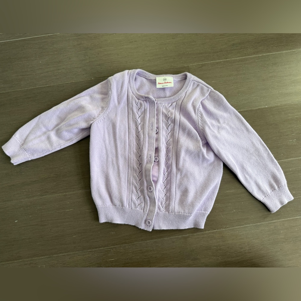 Hanna Andersson lavender cardigan EUC